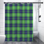 Green Blue And White Tartan Print Premium Shower Curtain
