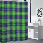 Green Blue And White Tartan Print Premium Shower Curtain