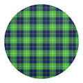 Green Blue And White Tartan Print Round Blanket
