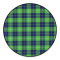Green Blue And White Tartan Print Round Floor Mat