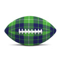 Green Blue And White Tartan Print Rugby Ball