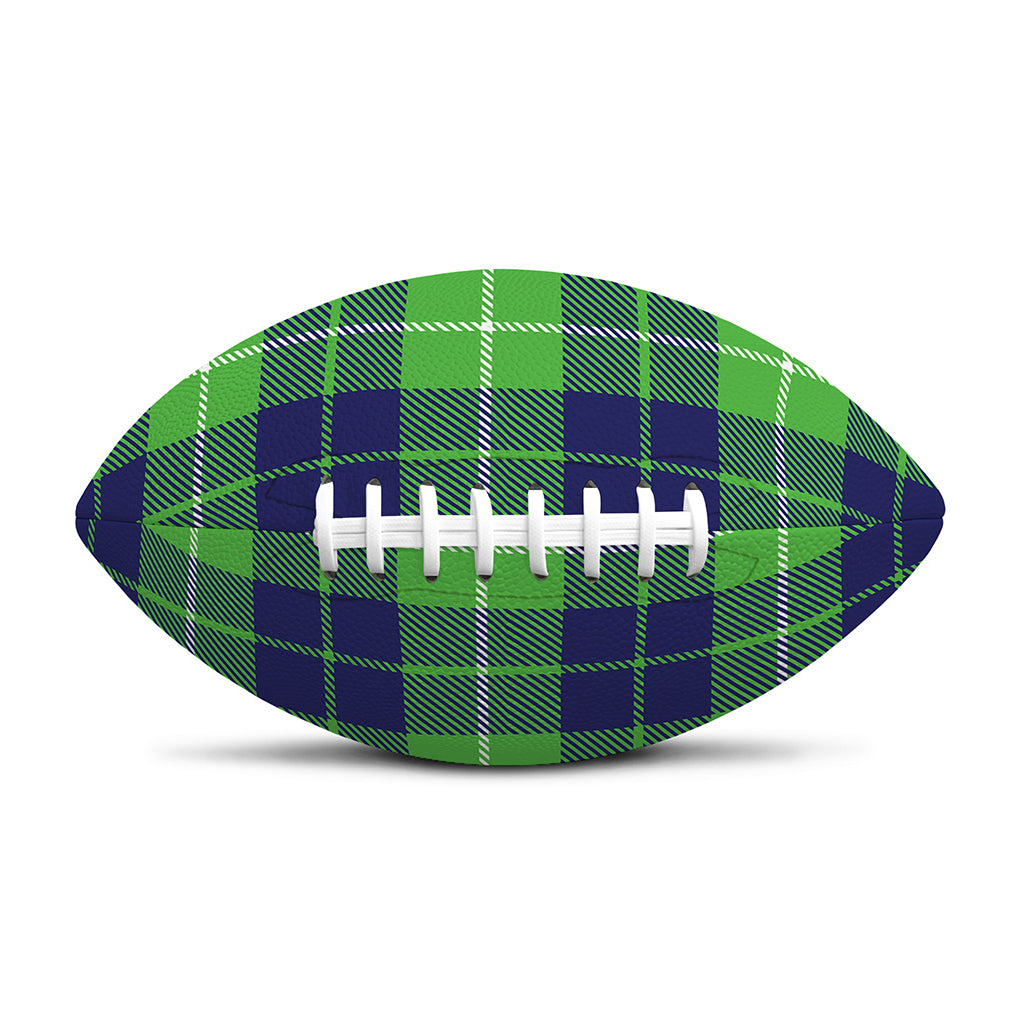 Green Blue And White Tartan Print Rugby Ball
