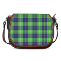 Green Blue And White Tartan Print Saddle Bag