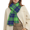 Green Blue And White Tartan Print Scarf