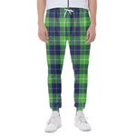 Green Blue And White Tartan Print Scuba Joggers