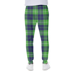 Green Blue And White Tartan Print Scuba Joggers