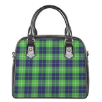 Green Blue And White Tartan Print Shoulder Handbag