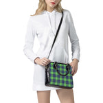Green Blue And White Tartan Print Shoulder Handbag