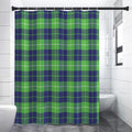 Green Blue And White Tartan Print Shower Curtain