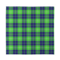 Green Blue And White Tartan Print Silk Bandana