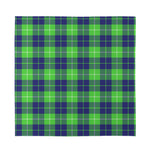 Green Blue And White Tartan Print Silk Bandana