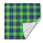 Green Blue And White Tartan Print Silk Bandana