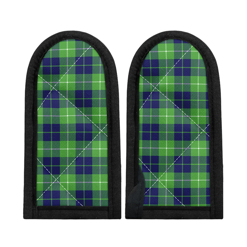 Green Blue And White Tartan Print Skillet Handle Cover