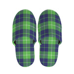 Green Blue And White Tartan Print Slippers