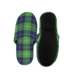 Green Blue And White Tartan Print Slippers