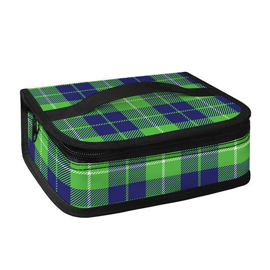 Green Blue And White Tartan Print Small Lunch Bag