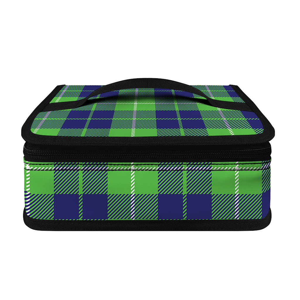 Green Blue And White Tartan Print Small Lunch Bag