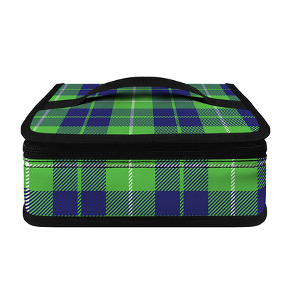 Green Blue And White Tartan Print Small Lunch Bag