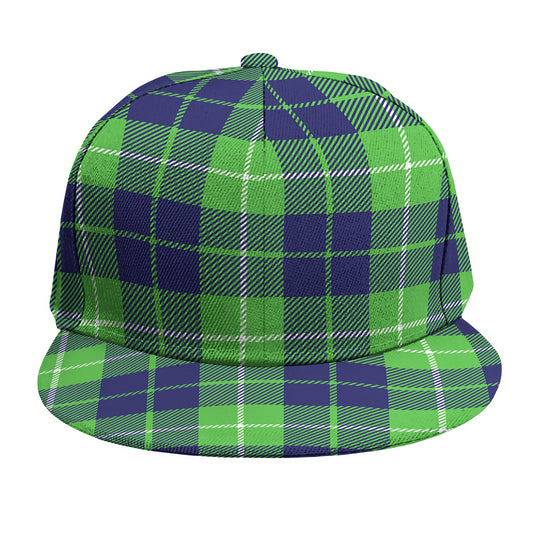 Green Blue And White Tartan Print Snapback Cap