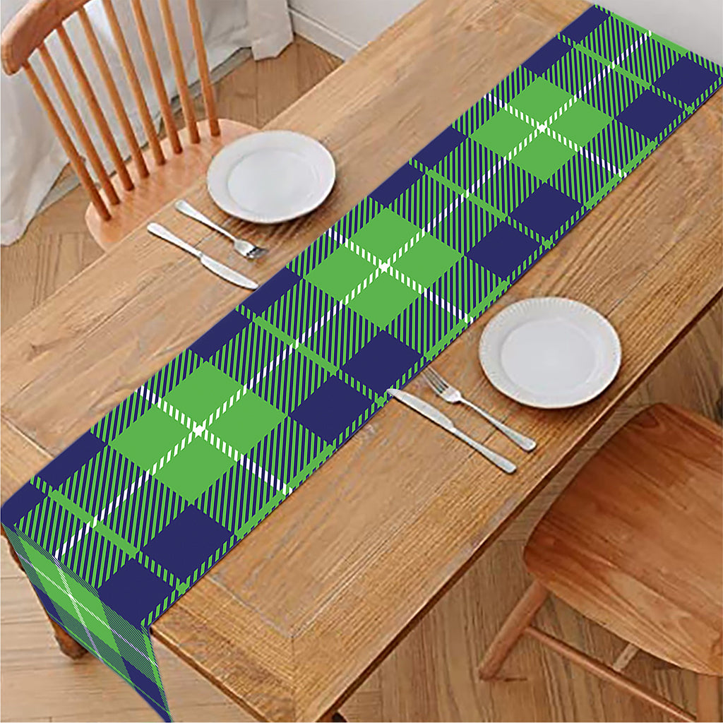Green Blue And White Tartan Print Table Runner