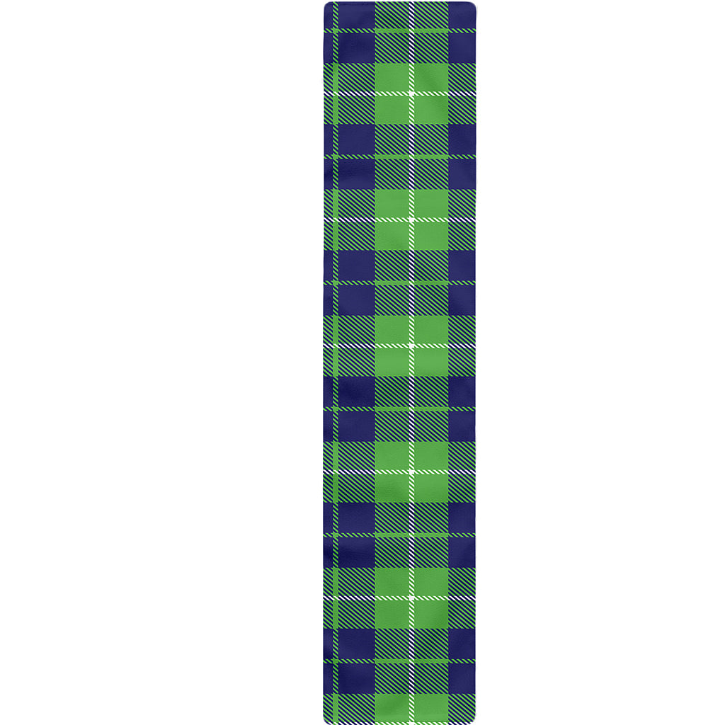 Green Blue And White Tartan Print Table Runner