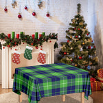 Green Blue And White Tartan Print Tablecloth