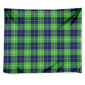 Green Blue And White Tartan Print Tapestry