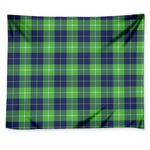 Green Blue And White Tartan Print Tapestry