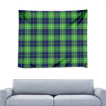 Green Blue And White Tartan Print Tapestry