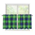 Green Blue And White Tartan Print Tier Curtains