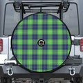 Green Blue And White Tartan Print Tire Cover With Camera Hole