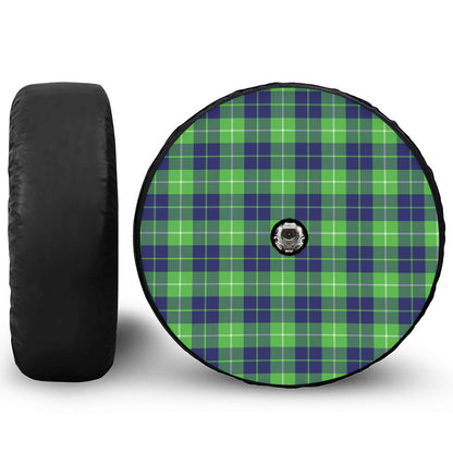 Green Blue And White Tartan Print Tire Cover With Camera Hole