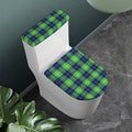 Green Blue And White Tartan Print Toilet Lid And Tank Cover Set