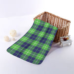 Green Blue And White Tartan Print Towel