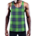 Green Blue And White Tartan Print Training Tank Top