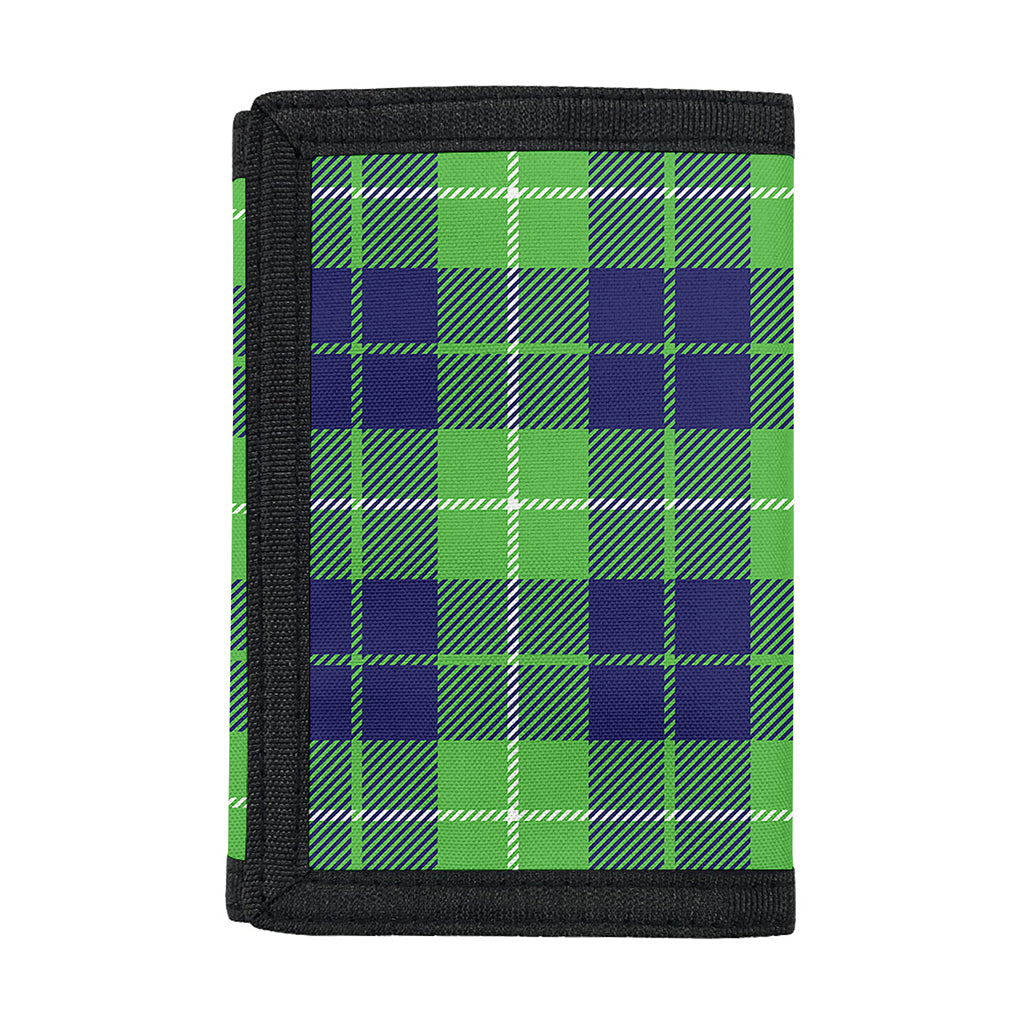 Green Blue And White Tartan Print Trifold Wallet