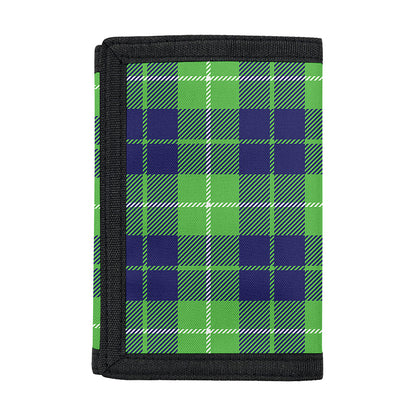 Green Blue And White Tartan Print Trifold Wallet