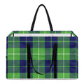 Green Blue And White Tartan Print Utility Tote Bag