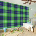 Green Blue And White Tartan Print Wall Sticker