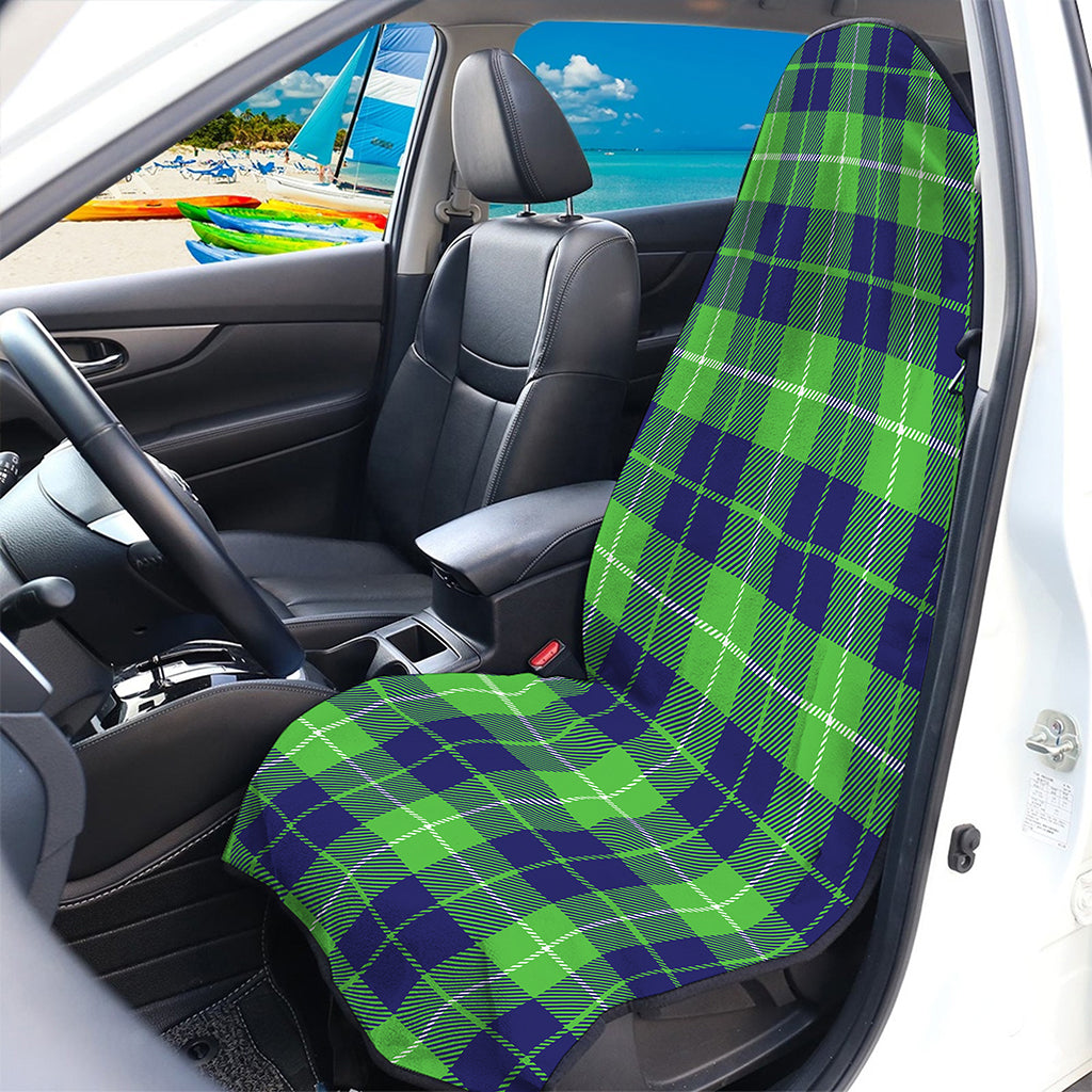 Green Blue And White Tartan Print Waterproof Car Seat Cover