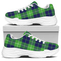 Green Blue And White Tartan Print White Chunky Shoes