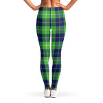 Green Blue And White Tartan Print Women's Leggings