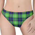 Green Blue And White Tartan Print Women's Thong