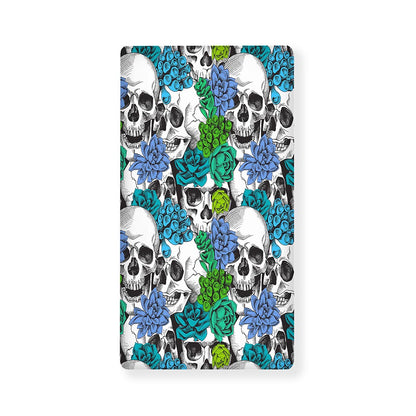 Green Blue Flowers Skull Pattern Print Baby Crib Sheet