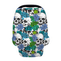 Green Blue Flowers Skull Pattern Print Baby Seat Cover