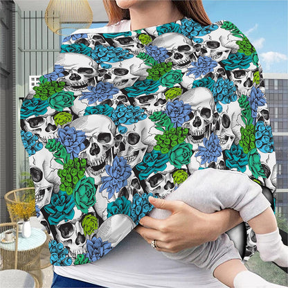 Green Blue Flowers Skull Pattern Print Baby Seat Cover
