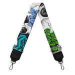 Green Blue Flowers Skull Pattern Print Bag Strap