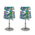 Green Blue Flowers Skull Pattern Print Bar Stool Covers
