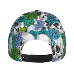 Green Blue Flowers Skull Pattern Print Baseball Cap