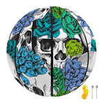 Green Blue Flowers Skull Pattern Print Basketball
